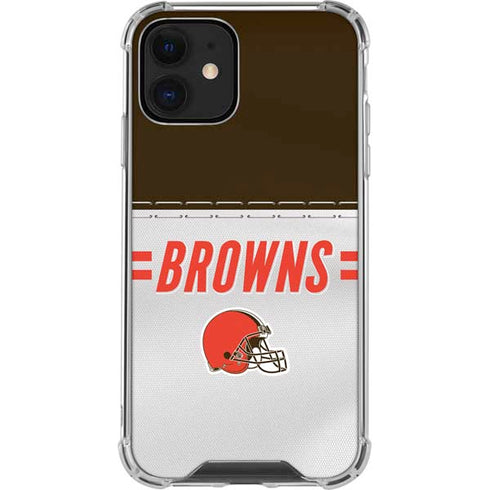 NFL Cleveland Browns White Striped iPhone 12 Mini Clear Case
