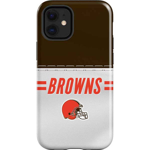 NFL Cleveland Browns White Striped iPhone 12 Mini Impact Case