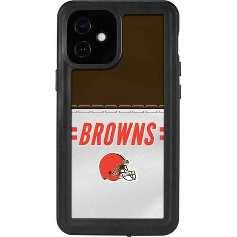 NFL Cleveland Browns White Striped iPhone 12 Mini Waterproof Case