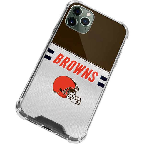 NFL Cleveland Browns White Striped iPhone 12 Pro Clear Case