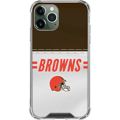 NFL Cleveland Browns White Striped iPhone 12 Pro Max Clear Case