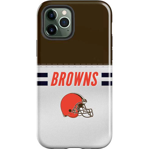 NFL Cleveland Browns White Striped iPhone 12 Pro Max Impact Case