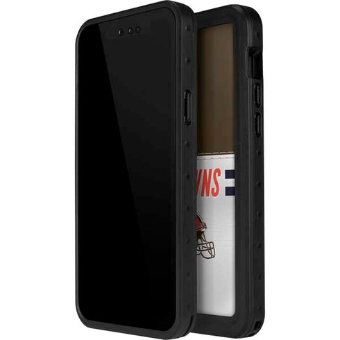 NFL Cleveland Browns White Striped iPhone 12 Pro Waterproof Case