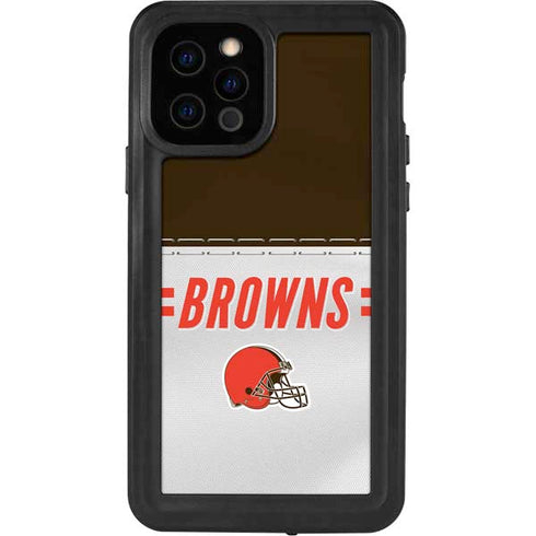 NFL Cleveland Browns White Striped iPhone 12 Pro Waterproof Case