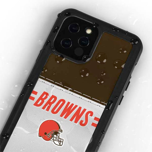 NFL Cleveland Browns White Striped iPhone 12 Pro Waterproof Case