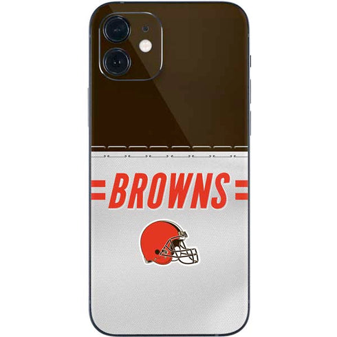 NFL Cleveland Browns White Striped iPhone 12 Skin
