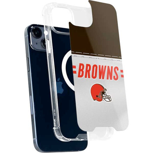 NFL Cleveland Browns White Striped iPhone 13 MagSafe Case