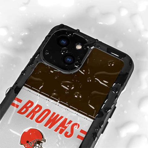 NFL Cleveland Browns White Striped iPhone 13 Mini Waterproof Case