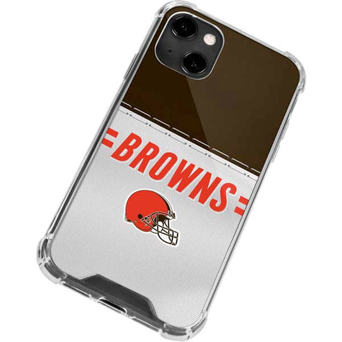 NFL Cleveland Browns White Striped iPhone 14 Clear Case