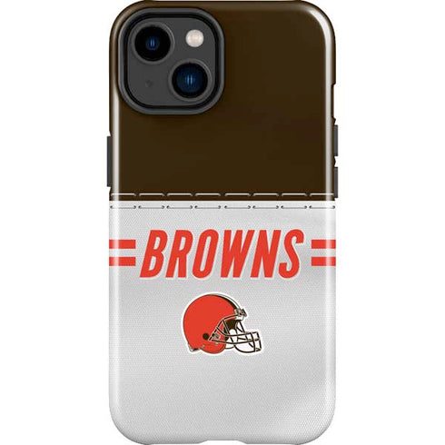NFL Cleveland Browns White Striped iPhone 15 Plus Impact Case