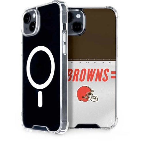 NFL Cleveland Browns White Striped iPhone 15 Plus MagSafe Case