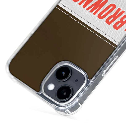 NFL Cleveland Browns White Striped iPhone 15 Plus MagSafe Case