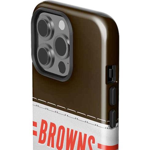 NFL Cleveland Browns White Striped iPhone 15 Pro Impact Case