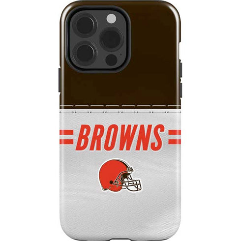 NFL Cleveland Browns White Striped iPhone 15 Pro Impact Case