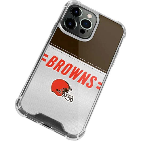 NFL Cleveland Browns White Striped iPhone 15 Pro Max Clear Case