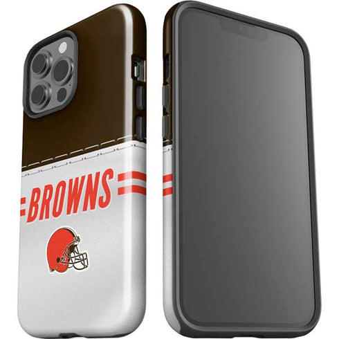 NFL Cleveland Browns White Striped iPhone 15 Pro Max Impact Case