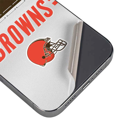 NFL Cleveland Browns White Striped iPhone 14 Pro Max Skin