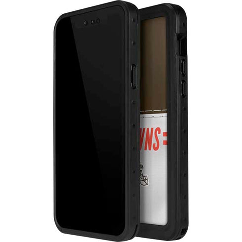 NFL Cleveland Browns White Striped iPhone 14 Pro Max Waterproof Case