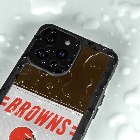 NFL Cleveland Browns White Striped iPhone 14 Pro Max Waterproof Case