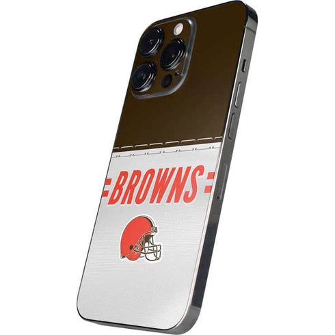 NFL Cleveland Browns White Striped iPhone 14 Pro Skin