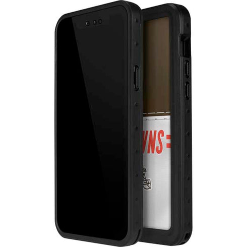NFL Cleveland Browns White Striped iPhone 14 Pro Waterproof Case