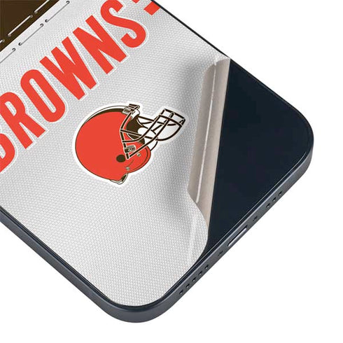 NFL Cleveland Browns White Striped iPhone 14 Skin