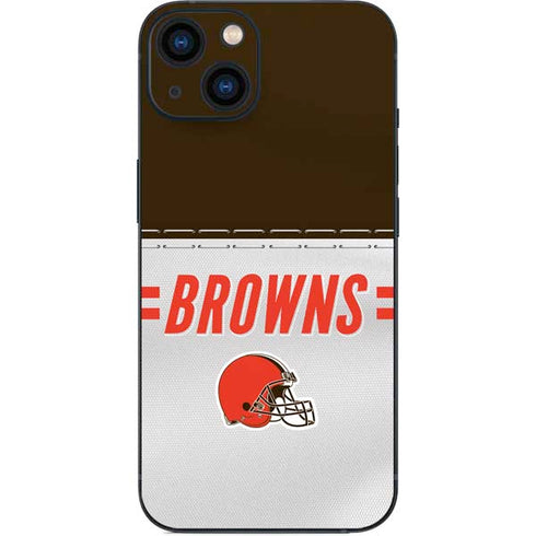 NFL Cleveland Browns White Striped iPhone 14 Skin