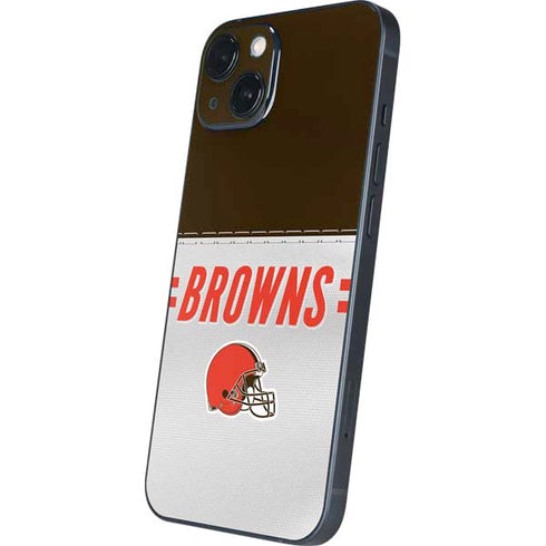 NFL Cleveland Browns White Striped iPhone 15 Skin