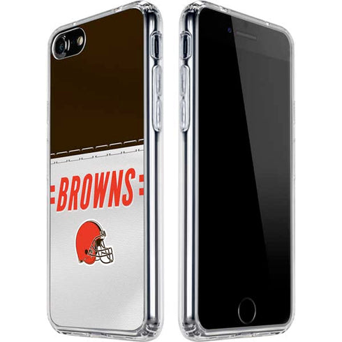 NFL Cleveland Browns White Striped iPhone SE (2nd & 3rd Gen) Clear Case