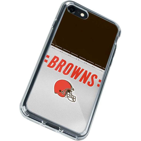 NFL Cleveland Browns White Striped iPhone SE (2nd & 3rd Gen) Clear Case