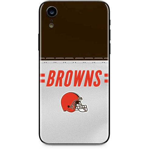 NFL Cleveland Browns White Striped iPhone XR Skin