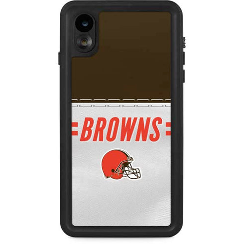 NFL Cleveland Browns White Striped iPhone XR Waterproof Case