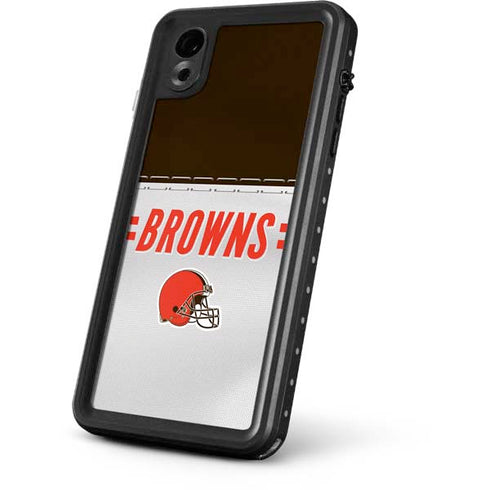 NFL Cleveland Browns White Striped iPhone XR Waterproof Case