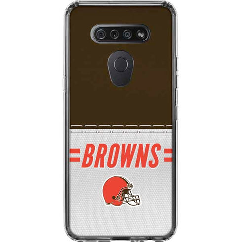 NFL Cleveland Browns White Striped LG K51/Q51 Clear Case