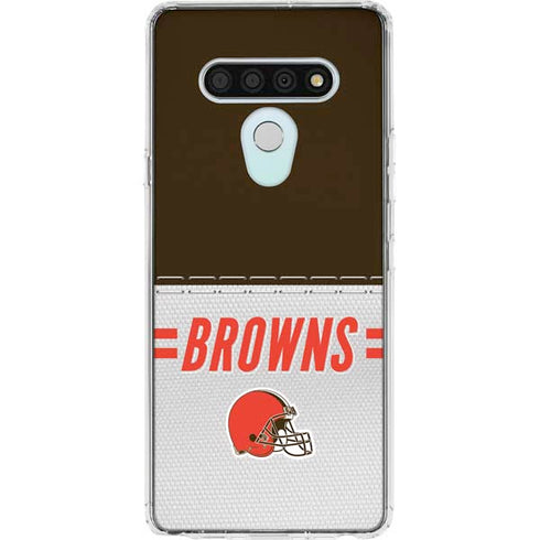 NFL Cleveland Browns White Striped LG Stylo 6 Clear Case