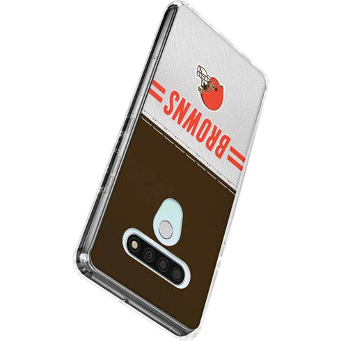 NFL Cleveland Browns White Striped LG Stylo 6 Clear Case