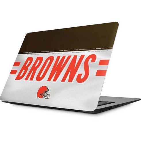 NFL Cleveland Browns White Striped Apple MacBook Skin