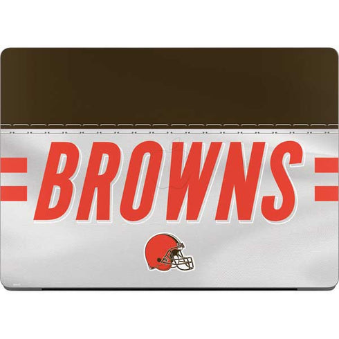 NFL Cleveland Browns White Striped MacBook Pro 14in (2021-24) Skin