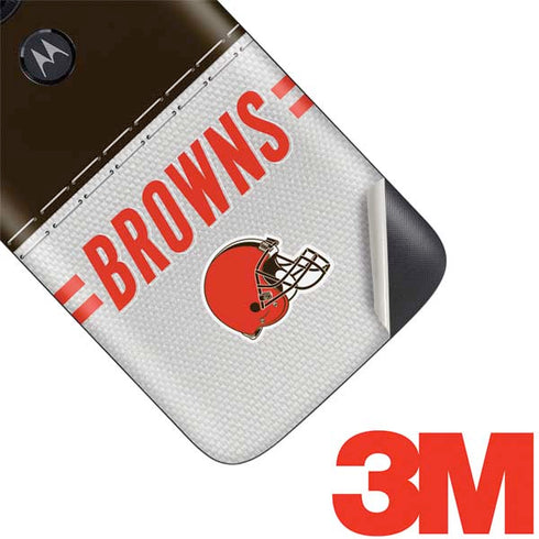 NFL Cleveland Browns White Striped Moto E5 Play Skin