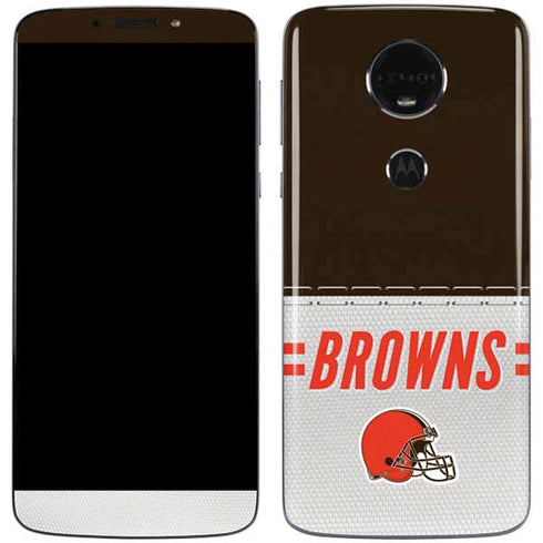 NFL Cleveland Browns White Striped Moto E5 Plus Skin