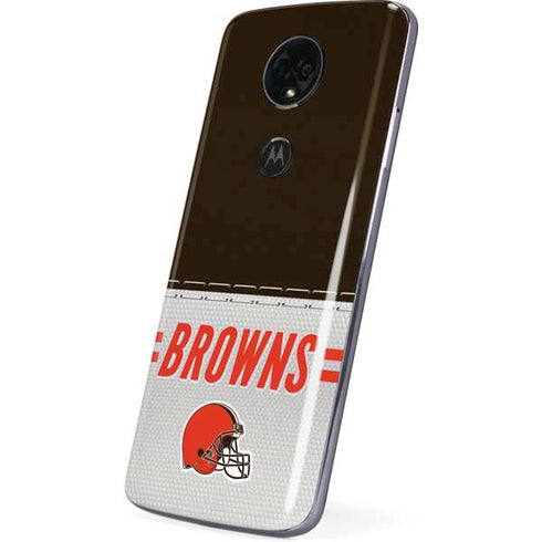 NFL Cleveland Browns White Striped Moto E5 Plus Skin