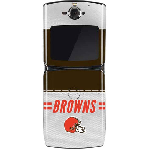NFL Cleveland Browns White Striped Motorola RAZR Skin