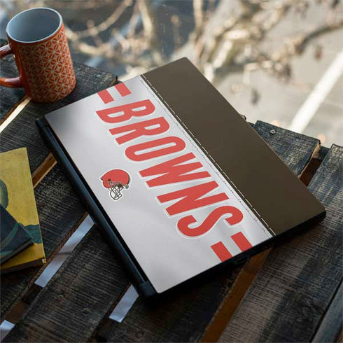 NFL Cleveland Browns White Striped MSI GS65 Stealth Laptop Skin