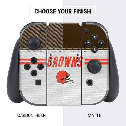 NFL Cleveland Browns White Striped Nintendo Switch Bundle Skin