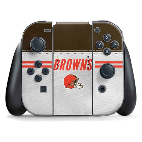 NFL Cleveland Browns White Striped Nintendo Switch (2017-2021) Joy-Con Controller Skin