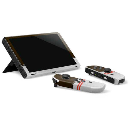 NFL Cleveland Browns White Striped Nintendo Switch OLED (2021) Skin