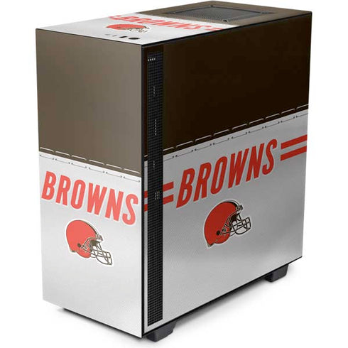 NFL Cleveland Browns White Striped NZXT H510 Compact ATX Mid-Tower Case Skin