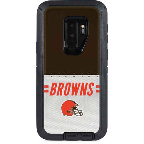 NFL Cleveland Browns White Striped Otterbox Defender Galaxy Skin