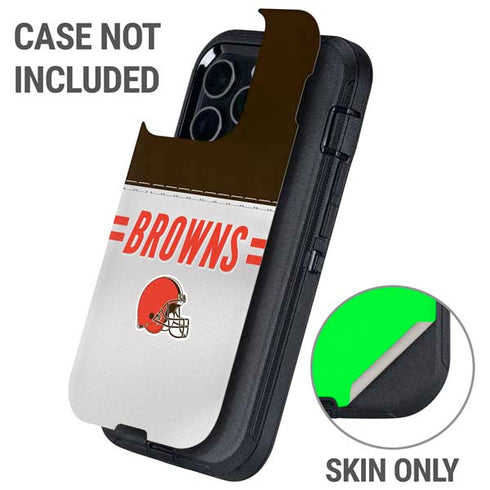 NFL Cleveland Browns White Striped Otterbox Defender iPhone Skin