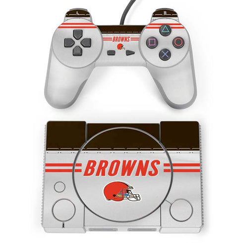 NFL Cleveland Browns White Striped PlayStation Classic Bundle Skin